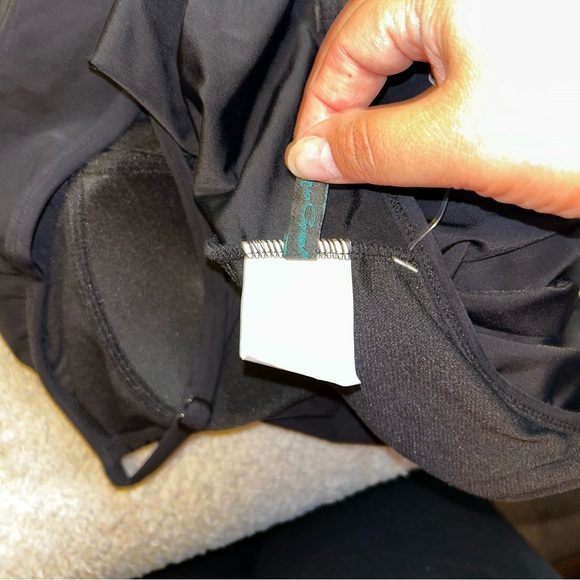 Aqua Green Black Ruffled Women's One Piece Swimsuit - Picture 3 of 4